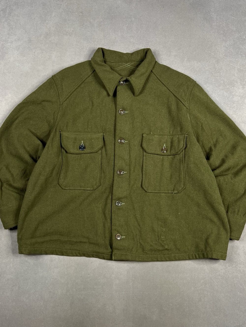 Men's Olive Field Jacket Vintage Military Wool